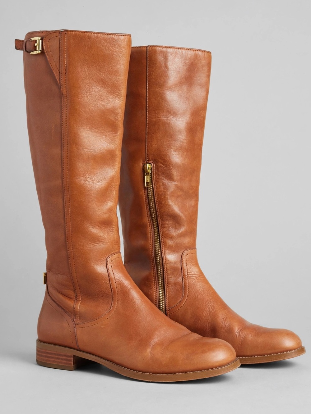 COACH Mirriam Tall Leather Riding Boots Saddle Cognac Brown Women's Size 7.5B
